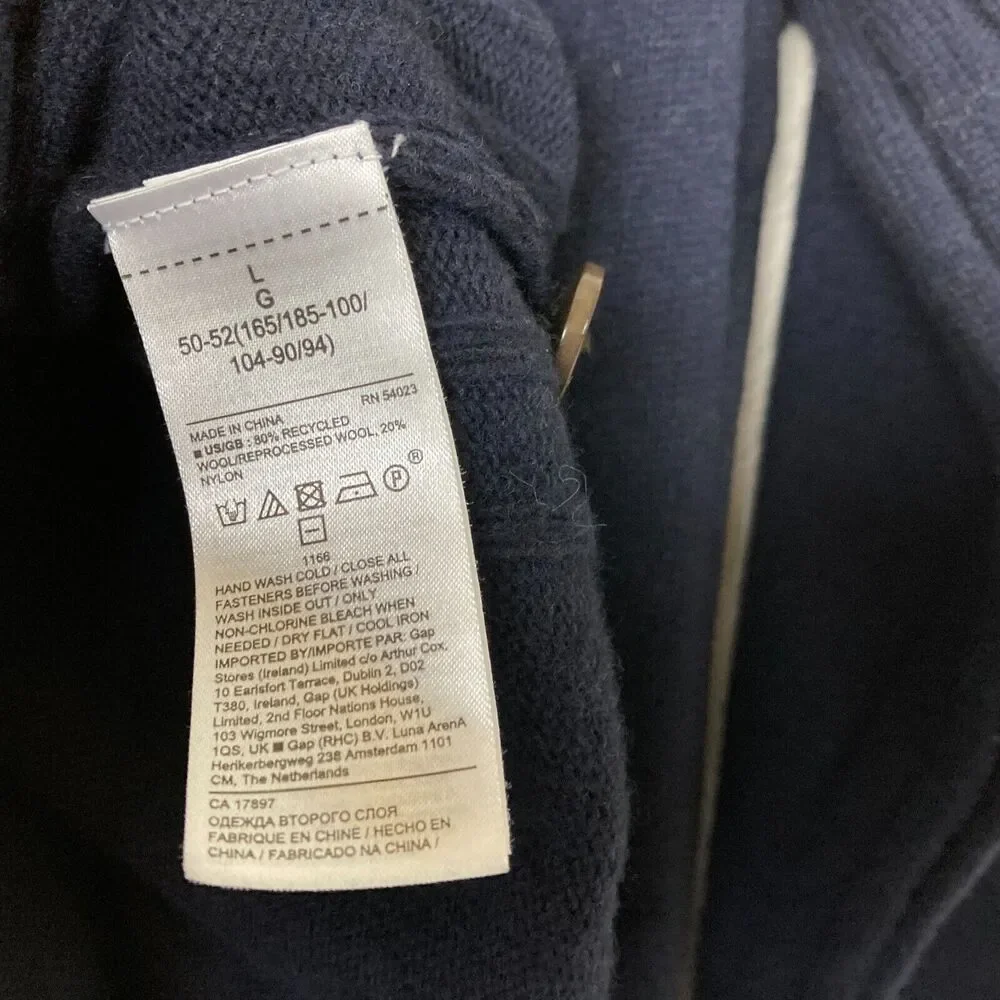 Banana Republic Men’s High Neck Sweater Size L Navy Blue Wool Blend Stretch